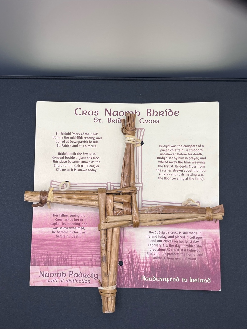 Handcrafted St. Brigid’s Cross - Natural Brown Straw